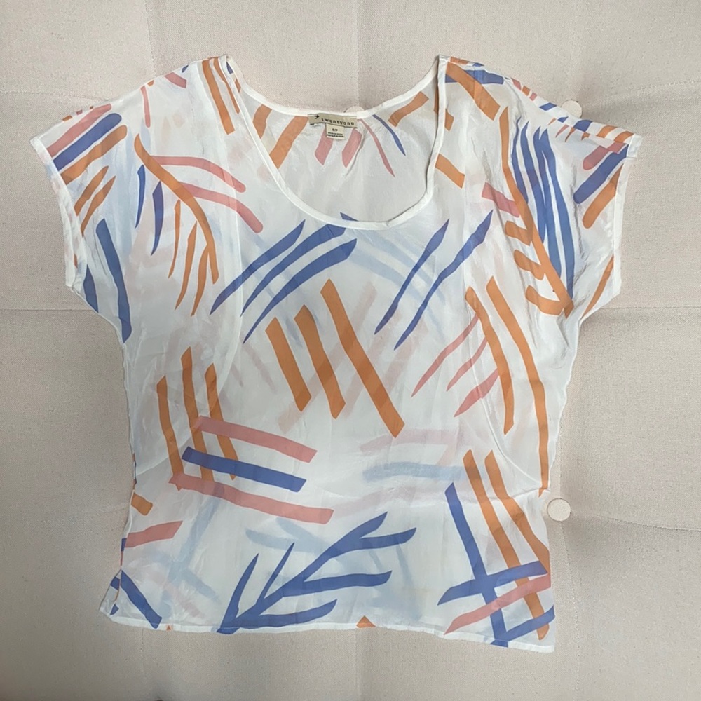 silk top with abstract design